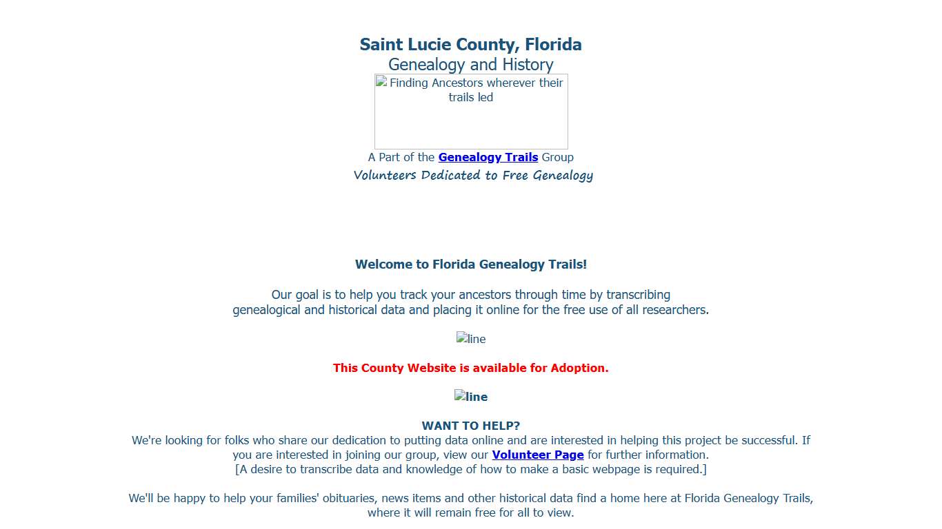 Free Records for Family Researching in Saint Lucie County Florida